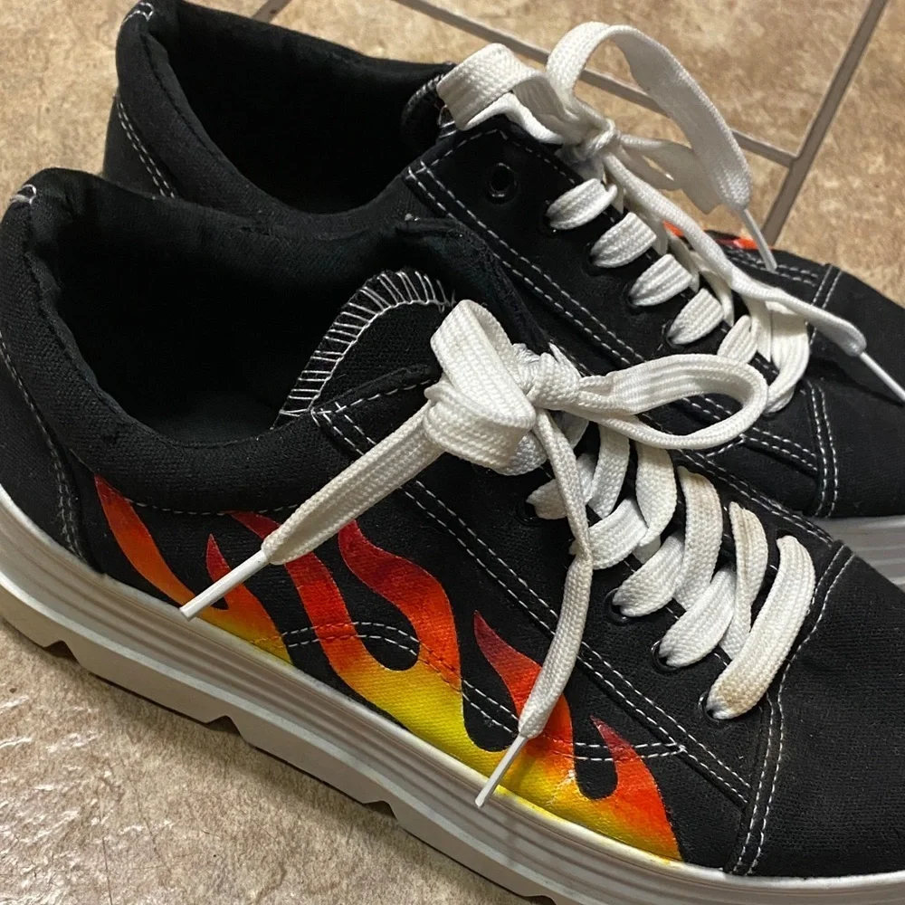 Koi Footwear Black with Flame Platform Sneakers Size 9